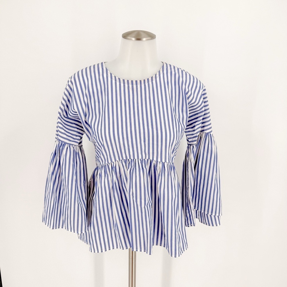 Chic Blue Striped Women's Blouse